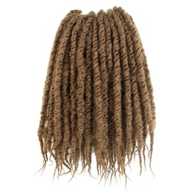 SECPOCPONY Braided Marley Twist Braiding Hair 12 Inch 8 Packs Pre-looped Short Afro Springy Crochet Braids Pre Twisted Senegalese Distressed Spring Synthetic Crochet Hair (27#, Honey Blonde)