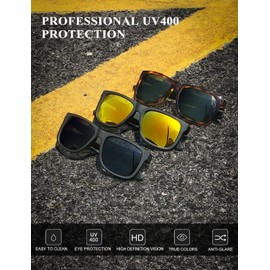 KALIYADI Sunglasses Men Polarized Sun glasses for Mens Womens Classic Matte Black Frame UV Protection 3pack (Black & Orange & G15)