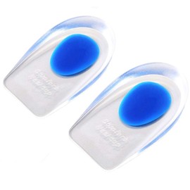 1 Pair Gel Heel Cups Plantar Fasciitis Inserts Pads for Heel Pain, Bone Spur & Achilles Pain -Blue, L