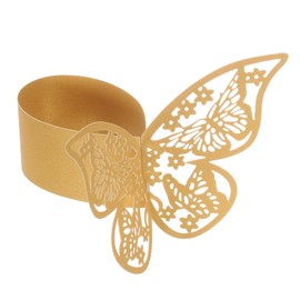 sourcing map 100Pcs Butterfly Paper Napkin Rings, 3D Laser Cut Cutout Paper Napkin Holder for Weddings Party Serviette Table Decoration Restaurant (Gold Tone)