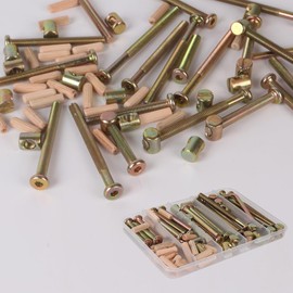 16 Set Baby Bed Frame Bolts, Crib Screws Hardware ReplacementKit M6x40/50/60/70/80mm Hex Drive Socket Cap Screws Barrel Nuts Wooden Dowel Kit for Beds Chairs Furniture Etc (Bronze)