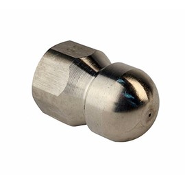 Erie Tools Button Nose 3/8-inch Drain Cleaning Nozzle 6.5 Orifice 5500 PSI Stainless Steel for Sewer Pipe Water Jetter