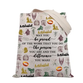 PLITI Lord Rings Inspired Gift Lord Rings Movie Tote Bag Hobbit Fan Gift May You Be Proud Of The Work You Do Travel Pouch (Be proud rings TGU)
