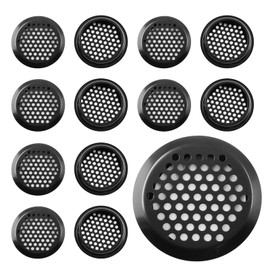 Uenhoy 20 Pcs Black Air Vents 2.1" (53mm) Circular Soffit Vents Stainless Steel Air Vent Louver Round Mesh Hole Soffit Vent for Kitchen Cabinets Wardrobes Shoecases