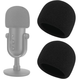 Rigych Microphone Windscreen, Professional Pop Protection, Large Foam Microphone for Razer Seiren V2 Pro Microphone, Pack of 2, Black