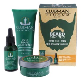 Kit de Cuidado para Barba Clubman 3 en 1 con Acondicionador, Bálsamo y Aceite