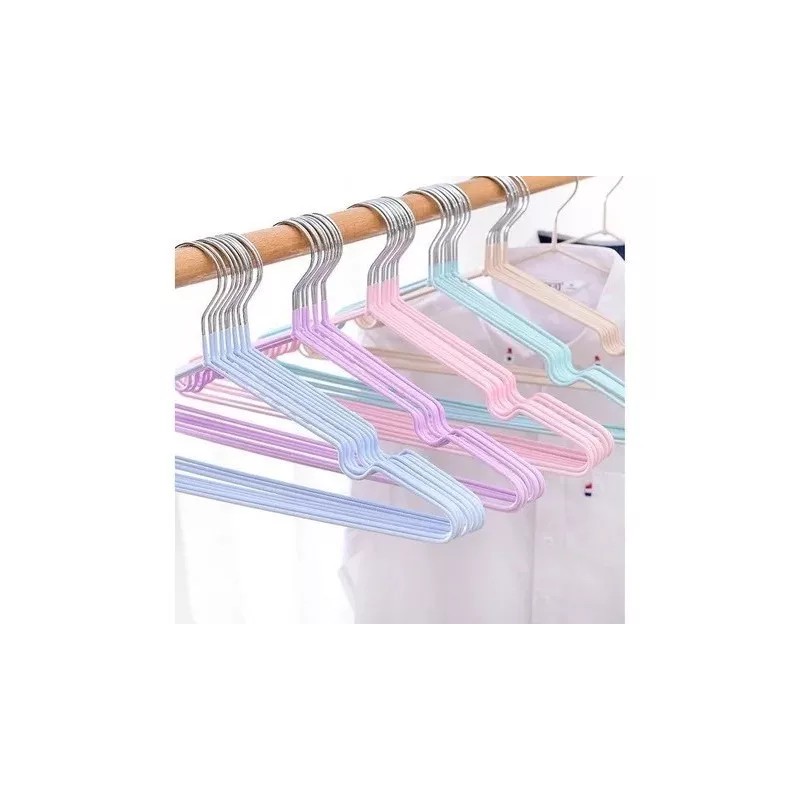 ML Paquete 10 Ganchos Ropa Tintoreria Metalicos Antiderrapantes