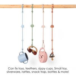 Andy Bear Toy Straps for Baby Toy Safety Straps Silicone High Chair Toys Straps Toddler Bottle Straps for Strollers, High Chair, Cribs, Car Seat, Stroller Accessories, Baby Pacifier Clip-Dusty Blue