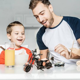 SwirlColor Modell Motorrad, Klassische Metall Motorrad Modell Kreative Geburtstagsgeschenk für Freund Papa Fotografie Dekor Requisiten(Retro Kupfer)