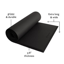 Hugger Mugger Ultimate Cushion Yoga mat - Black - Ultimate thick, grippy, soft yoga mat, extra long and wide, and extra cushion