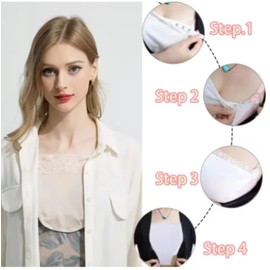 YEKEYI 3Pcs Modesty Panels for Low Cut Tops Modesty Panel Cleavage Cover up Camisole Bra Mock Camisoles for Women Black White Beige