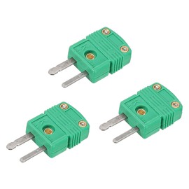 sourcing map K Type Thermocouple Wire Connector Plug Socket Adapter High Temperature 220°C (428°F) for Thermocouple Sensor Sensor Green Pack of 3