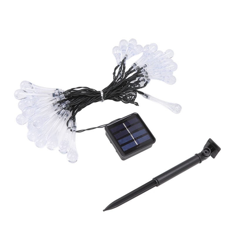 Solar Water Drop String Lights 21 Feet 30 LEDs Waterproof