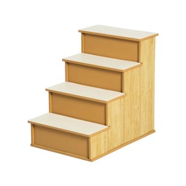 PawHut Pet Stairs, Small Pet Steps with Cushioned Removable Covering for Dogs and Cats Up To 22 Lbs., Brown - Color: Yellow, Size: one-size