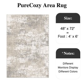 PureCozy Modern Abstract Beige Gray Rug 4x6 Entryway Machine Washable Area Rug Office Kitchen Door Mat Indoor Accent Throw Low Pile Carpet Non Slip Distressed Living Dining Laundry Room Bedroom