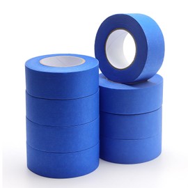 LONGKEY Painters Tape Blue Masking Tape for General Purpose Use, 1 Inch X 20 Yards, 8 Rolls, 160 Yards in Total, Adhesive Paint Tape for Wall Painting, DIY Artist Craft Arts, Decoration, Drafting