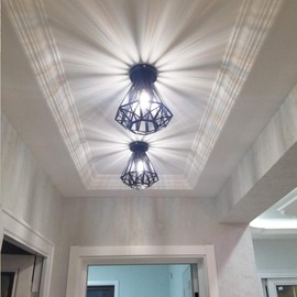 iDEGU Ceiling Light Vintage Industrial Iron Chandelier Cage Lamp Shade E27 Decoration Pendant Light for Bedroom Entrance Hallway Bar Restaurant 20cm (Black)