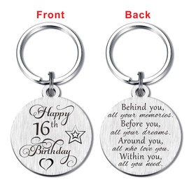 Laluminter Sweet 16th Birthday Gifts for Girls Boys, Happy 16 Year Yr Old Birthday Bday Keychain Party Favors Decorations