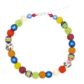 Feliss Handmade Necklaces Made of Pearls, Women's Statement Necklace 45 cm Long in Boho Style. Choker Necklace, Aesthetic Necklace Jewellery. Beads Pearl Necklace for Women in Colourful with Ceramic