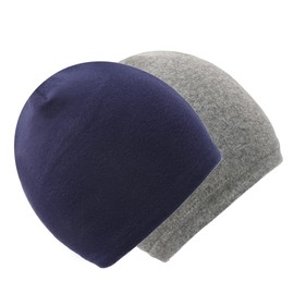 FORUHOO Baby Beanie for Boys Girls Toddler Hat Autumn Winter Set of 2, Single layer: grey and navy