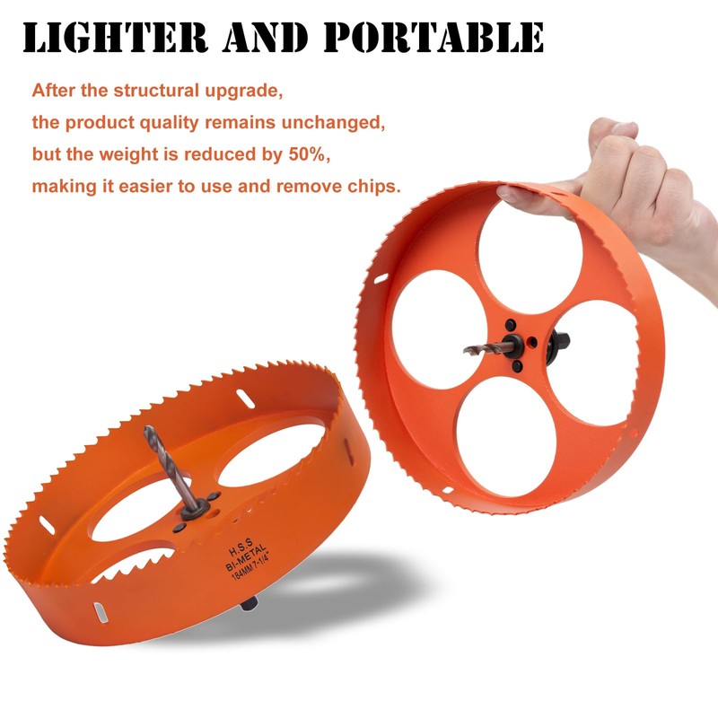 VIKITON 7-1/4 Inch Hole Saw with Arbor for Metal Wood