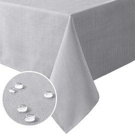H.VERSAILTEX Linen Textured Tablecloth Wrinkle Free, Spill-Proof Waterproof Table Cover for Dining, Machine Washable - Kitchen Dining Decor for Indoor and Outdoor Events,137×203cm,Gery