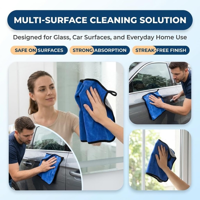 Microfiber Cleaning Cloth 5 Pcs 11.8 x 11.8 Inch Dual