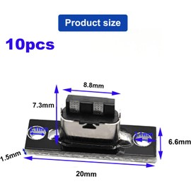 VISSQH Pack of 10 USB 3.1 Type C Female Plug, 3A USB 3.1 Type C Breakout Board, 2 Pins USB C Soldering Adapter Socket, DIY Plug for Panel Mounting (Black)
