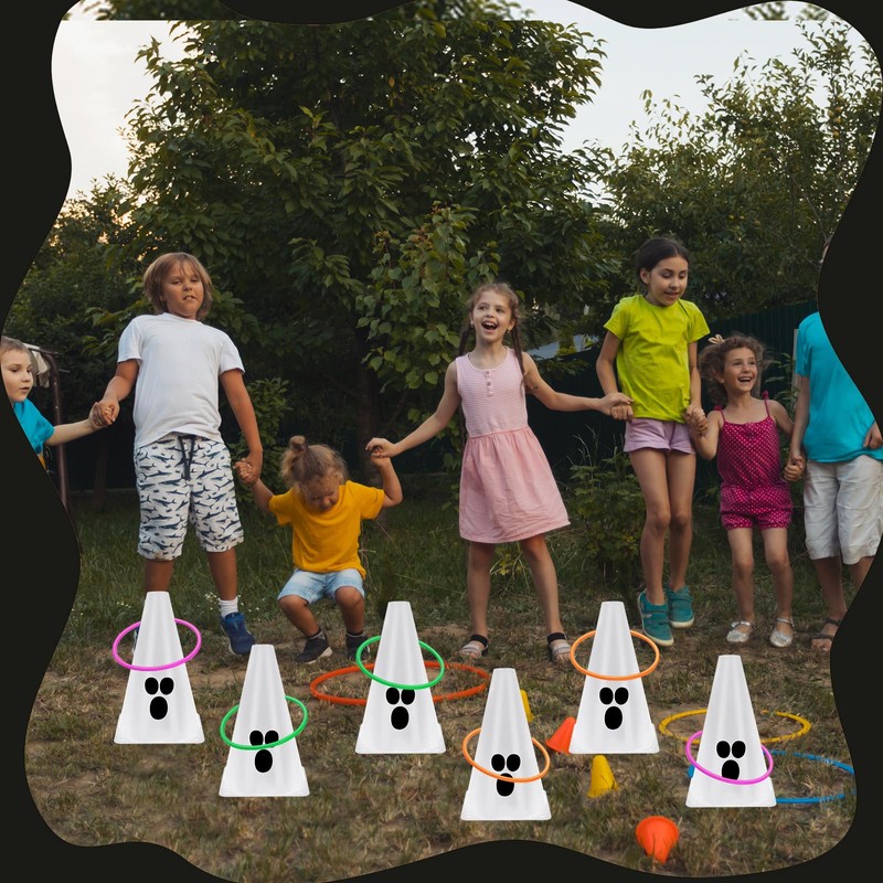 24 PcsHalloween Ring Toss Game Outdoor Carnival Party Games Include