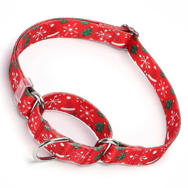 Christmas Martingale Dog Collar, Red Cheistmas Xmas Dog Collar No-Slip