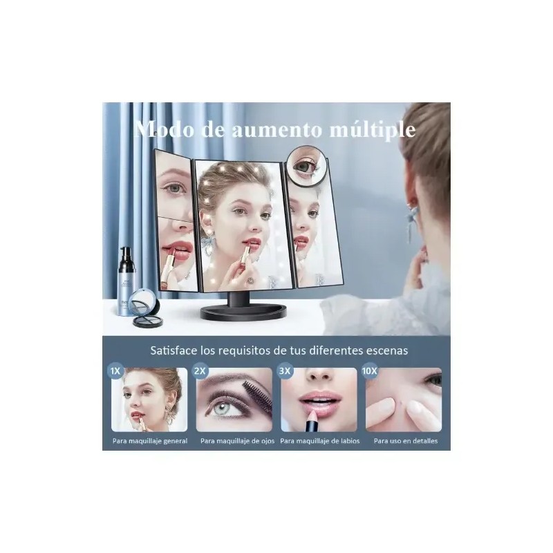 Espejo Maquillaje con Luz Iluminacíon 21 LED y Aumento 1X