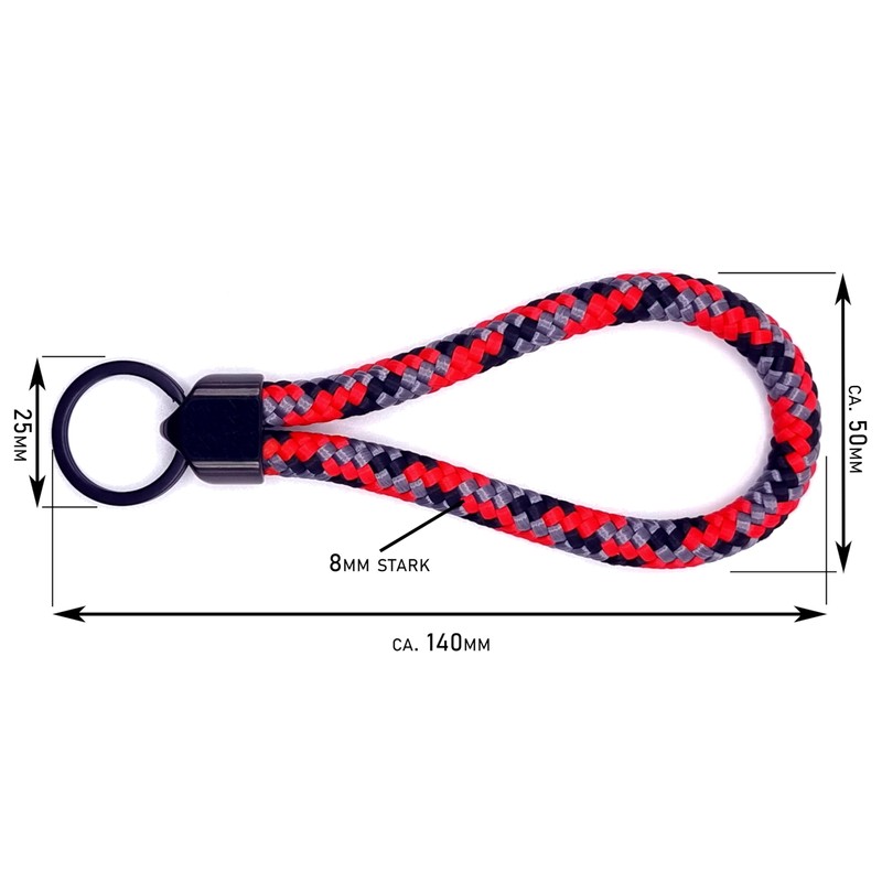 JoJewelry Dark Keyring with 8 mm Paracord with Key Ring,