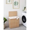 StorageWorks 110L Wicker Laundry Hamper with Lid, 2 Section Wicker