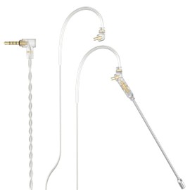 Cubilux Cable de Auriculares 3.5mm 2 Pines 0.78mm con Micrófono Boom Desmontable, Repuesto de Cable IEM con Alambre OFC Chapado en Plata para Música, PC, Gaming y Streaming, 1.2m