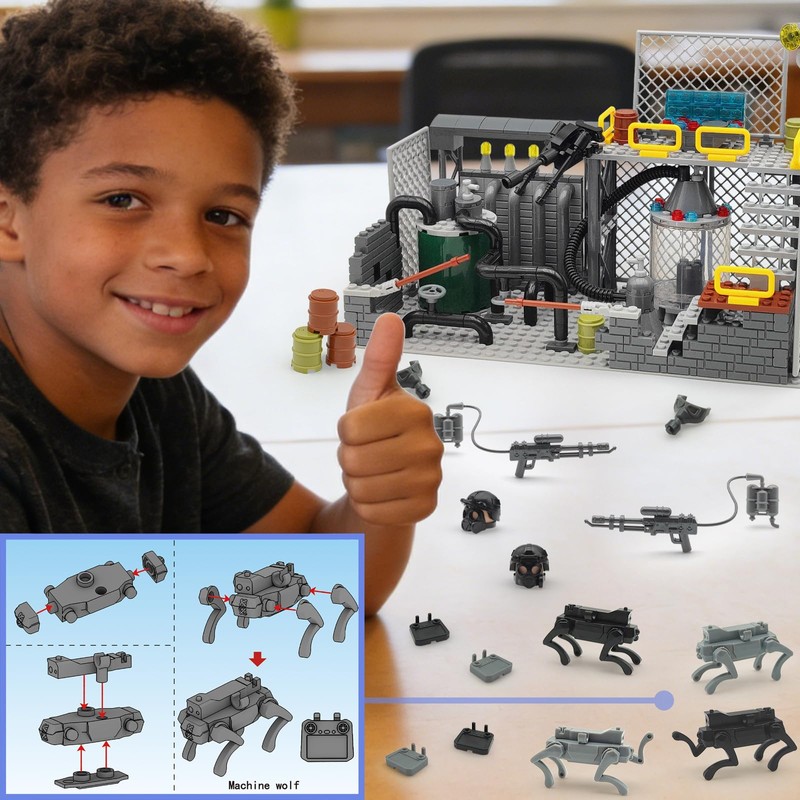 ALEYOOTECHE Building Blocks Military Base Set – City Factory Lab