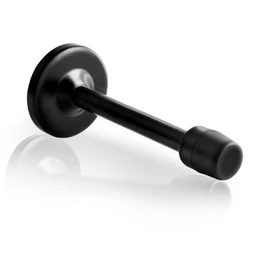Door Stoppers, 5 Inch Long Door Stop Heavy Duty Stainless Steel Doorstops Wall Mount Door Stops with Sound Dampening Rubber Tip, Modern Door Stoppers for Bottom of Door, Black 1 Pack
