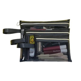 Mesh Cosmetic Bags with Handle, Durable Makeup Pouches with Zipper for Home Travel, 3 Pack