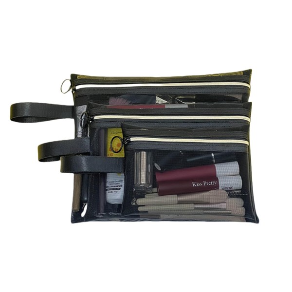 Mesh Cosmetic Bags with Handle, Durable Makeup Pouches with Zipper