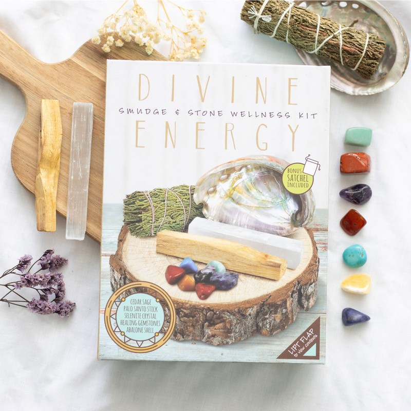Divine Energy Smudge & Stone Wellness Kit: Holistic Spiritual Well-Being