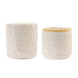 Melrose White Woven Cotton Basket (Set of 2)