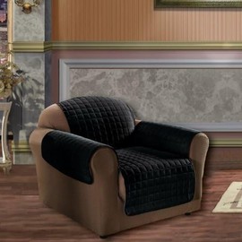 Elegant Comfort Quilted Furniture Protector for Pet Dog Children Kids Special Treatment Microfiber as Soft as Egyptian Cotton, Black Chair