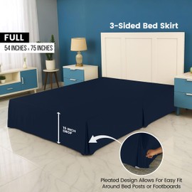 Utopia Bedding Full Bed Skirt - Soft Quadruple Pleated Ruffle - Easy Fit with 16 Inch Tailored Drop - Hotel Quality, Shrinkage and Fade Resistant (Full, Navy)