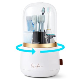 Toothbrush Holders for Bathrooms,Rotating 7-Slot with Cover and Draining Water,Kids Electric Toothbrush Holder and Toothpaste Stand Storage for Bathroom Accessories Counter Organizer Vanity