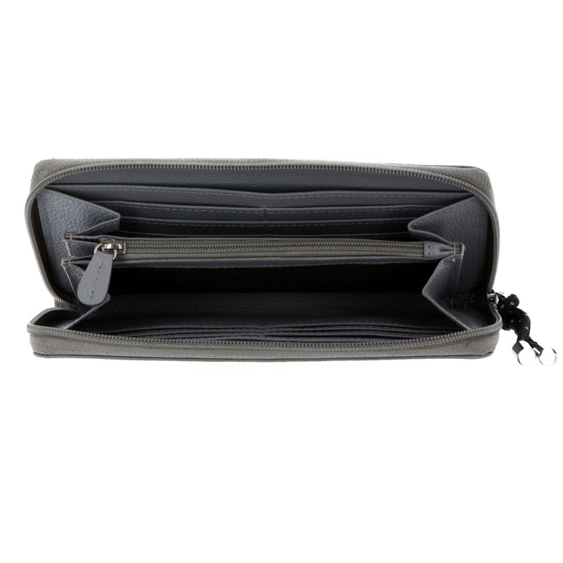 H.I.S Zip Around Wallet Grey, gray