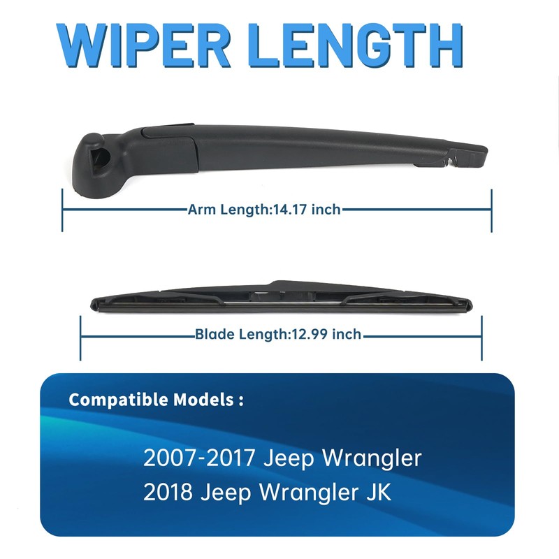 YOKKIP Back Windshield Wiper - Replacement for 2007-2016 Jeep Wrangler