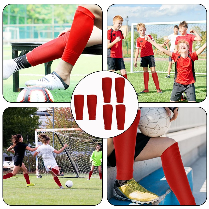 3 Pairs Football Sock Sleeves, Red Football Socks, Sock Sleeves,