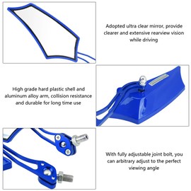 Acouto Espejos retrovisores de motocicleta, 1 par de 10 mm 8 mm Universal Moto Scooter CNC Aleación de aluminio Espejos retrovisores laterales(Azul)
