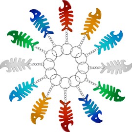 12PCS Fish Bone Keychain Fish Charm Keychain Key Ring Accessories First Birthday Party Favors Fish Bottle Opener Key Chain for Men Women Gadgets Party Favors, 6 Random Colors, 2.6 x 1.1 Inches