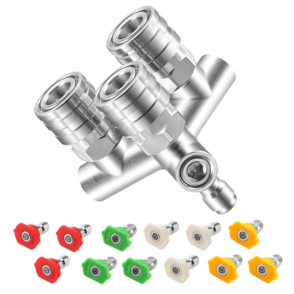 EZALOR Triple Pressure Washer Nozzle, 3-in-1 Power Washer Tips, 3