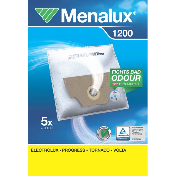 Menalux 1200 Pack of 5 Dustbags, 1 Motor Filter and 1 Micro Filter